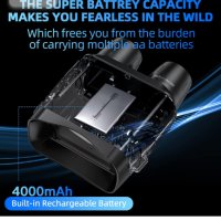 Relassy 4K HD цифров инфрачервен бинокъл за нощно виждане, 400 m обхват, 4000 mAh, презареждащи се у, снимка 3 - Оборудване и аксесоари за оръжия - 40382575