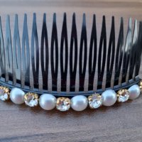 Луксозен гребен за коса с перла и камъни , снимка 2 - Аксесоари за коса - 39042187