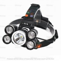 LED Акумулаторен челник с три светлини, снимка 2 - Къмпинг осветление - 38986445