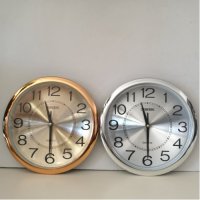 Стенен часовник със сребрист/златист циферблат ф30 см / 3506, снимка 3 - Стенни часовници - 43459758