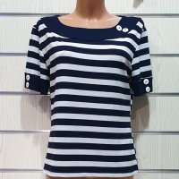 Нова дамска моряшка блуза с къс ръкав, широко райе, снимка 10 - Тениски - 27999734