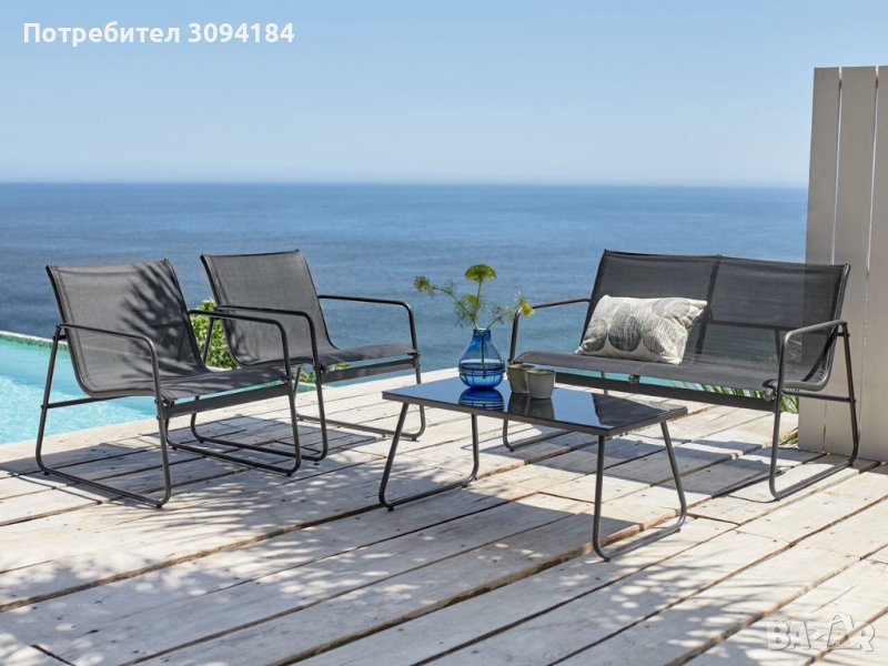 Градинска мебел от стомана и текстилин, снимка 1