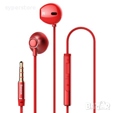 Слушалки с микрофон Baseus Encok H06 NGH06-09 Червени Тип Earbuds с 3D звуков ефект, снимка 1