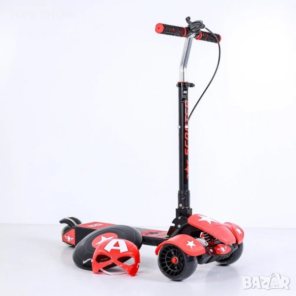 Качествена Музикална тротинетка триколка Capitan Red, снимка 1
