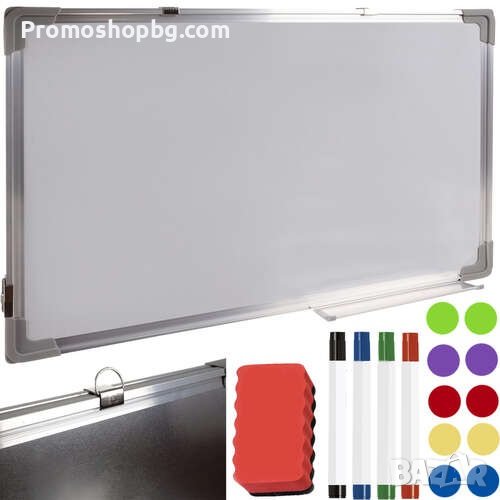 Бяла магнитна дъска за сухо изтриване 90 х 60 см + маркери, магнити и гъба, снимка 1