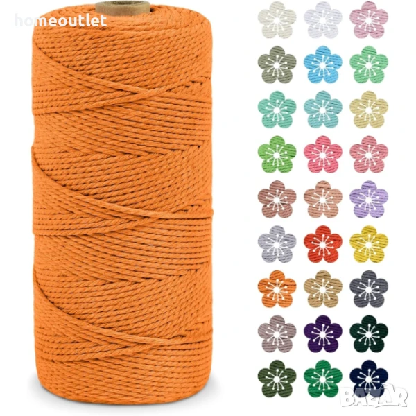 Памучен шнур / въже за макраме X001C3QPGZ 2MM/200M GELB, снимка 1