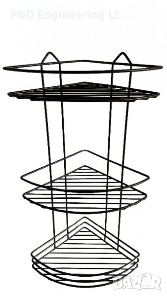 Ъглова етажерка за баня 3 нива Черна, снимка 1