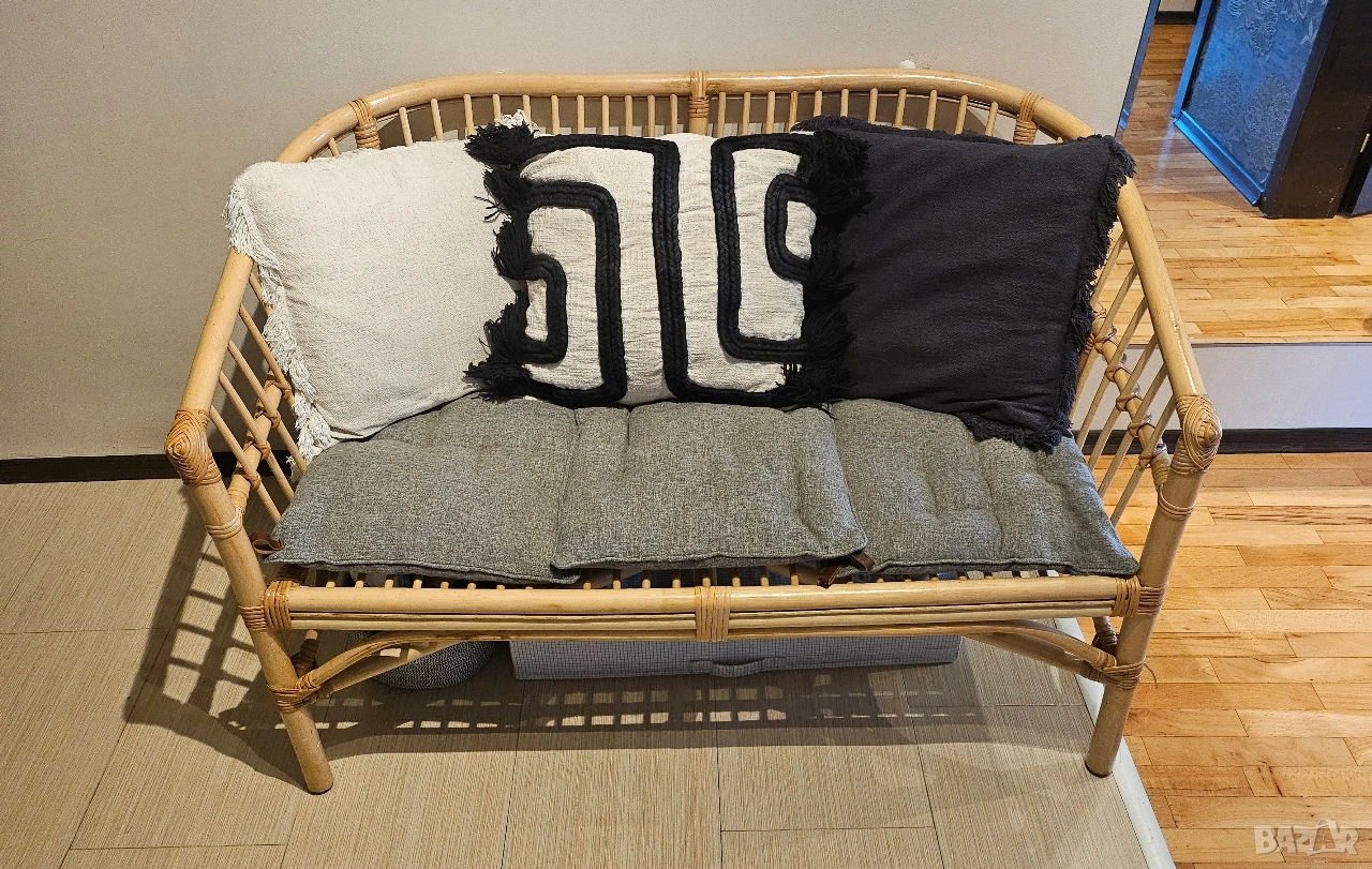 Двуместен бамбуков диван от Jysk, снимка 1
