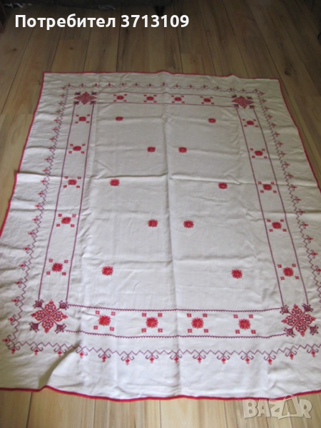 Голяма покривка за маса, ръчна бродерия, шевици, 180х140см., снимка 1