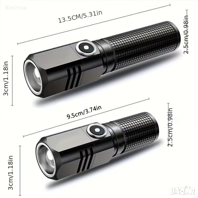 LED Фенери Li-ion 18350, 18650, снимка 1