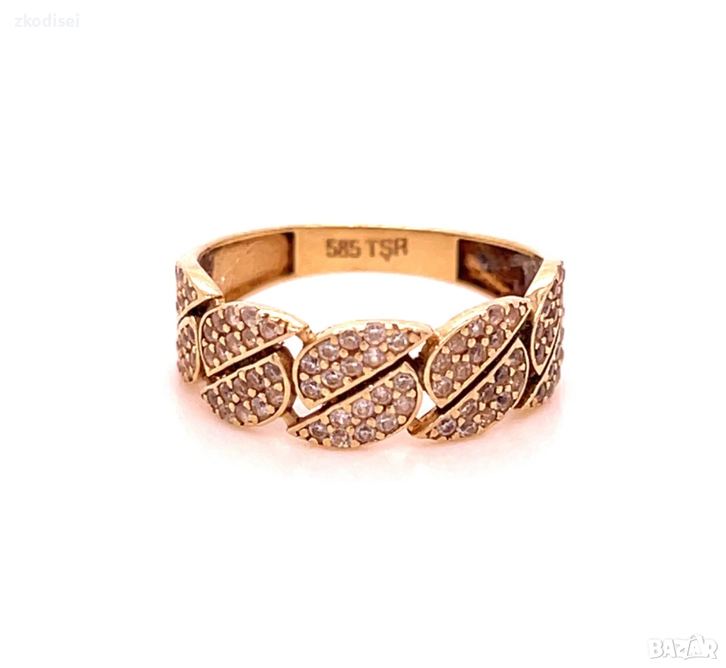 Златен дамски пръстен 2,18гр. размер:55 14кр. проба:585 модел:35332-5, снимка 1
