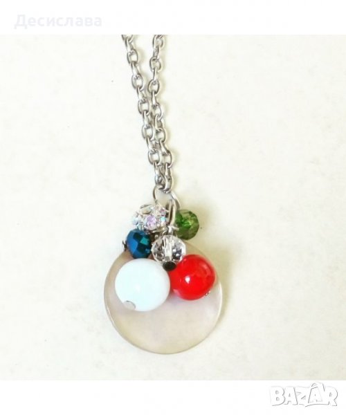 Колие със седеф, камъчета и кристали, снимка 1