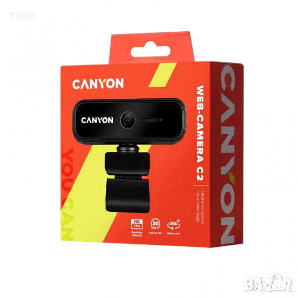 НОВИ! Уеб Камера CANYON CNE-HWC2 петслоен обектив HD1280-720p с вграден микрофон , снимка 1