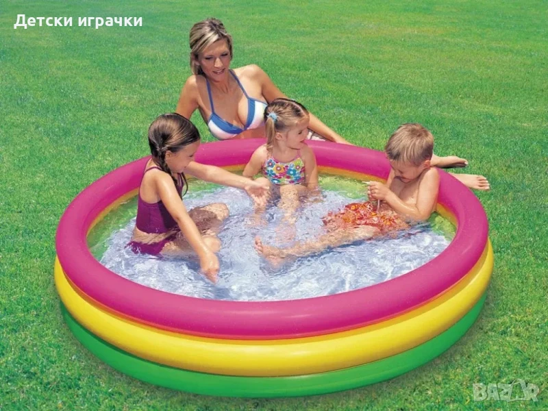 Детски надуваем басейн Intex Sunset Glow, среден, 114 х 25 см, 131 литра, цветен, снимка 1