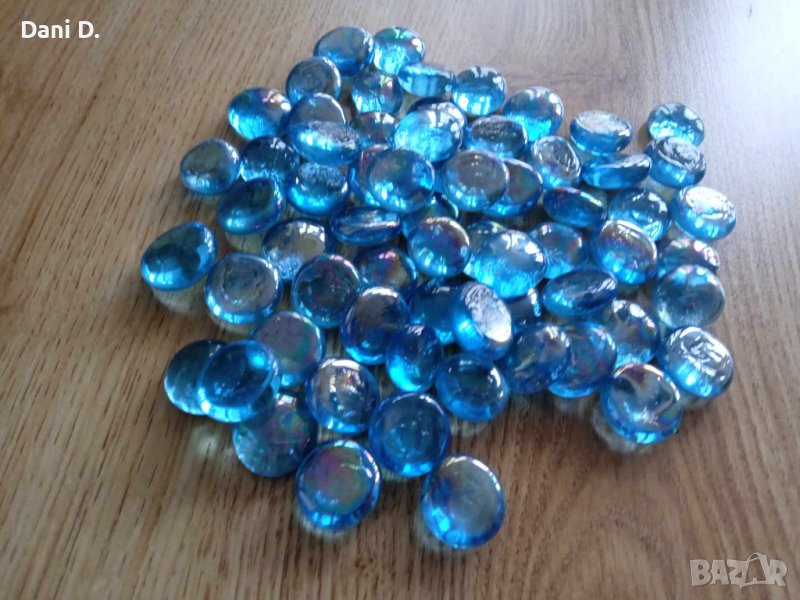 стъклени светлосини перли, снимка 1
