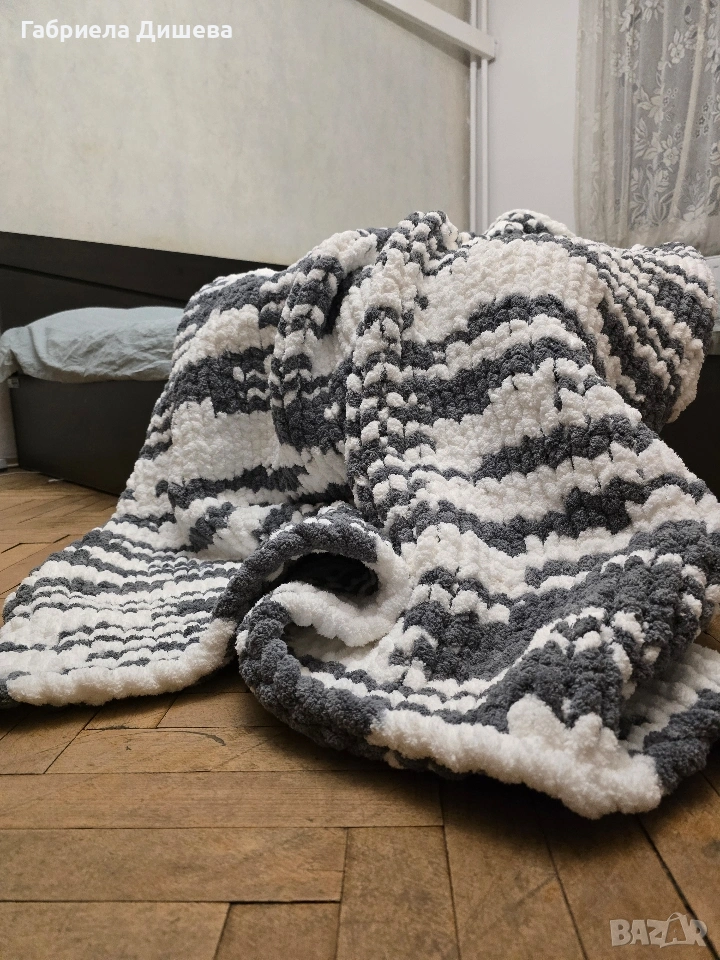Луксозно ръчно плетено одеало. , снимка 1