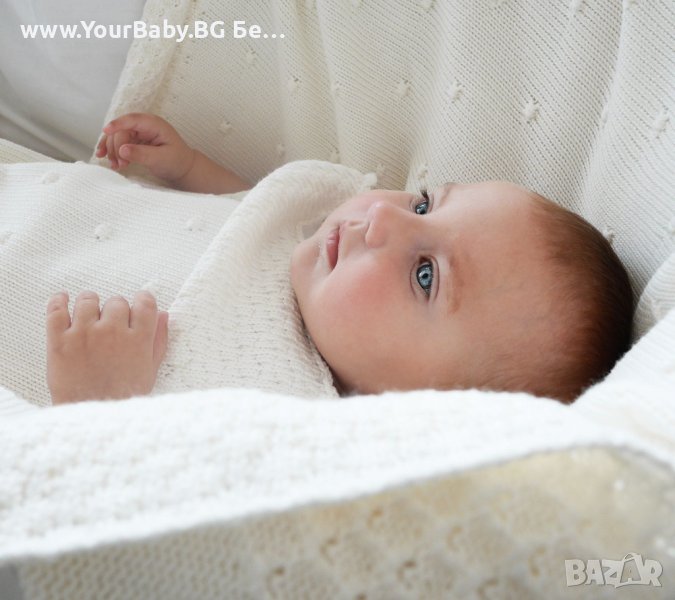 Бамбуково одеяло за Дете или Бебе, дизайн Скандинавия - Цвят Кокос, снимка 1