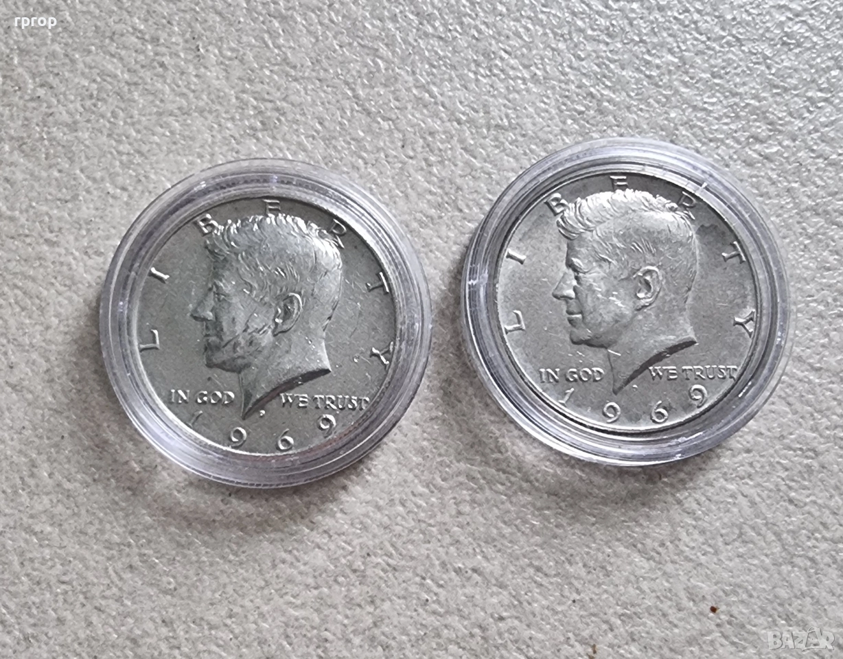 САЩ . ½ долар . Сребро. 1969 година., снимка 1