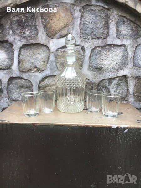 Ретро, стъклени чаши, бутилки за ракия,, снимка 1