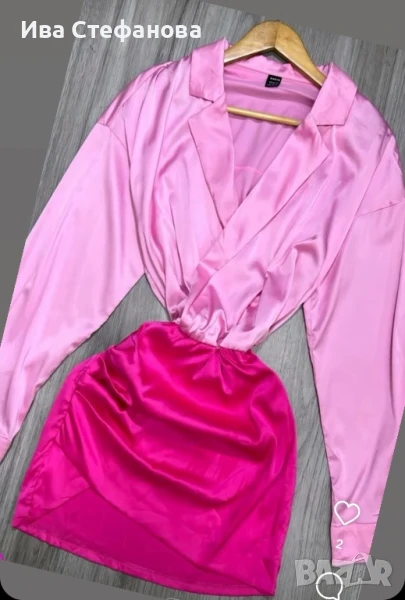 Нова елегантна  разкошна кукленска розова рокля сатен сатенена , снимка 1