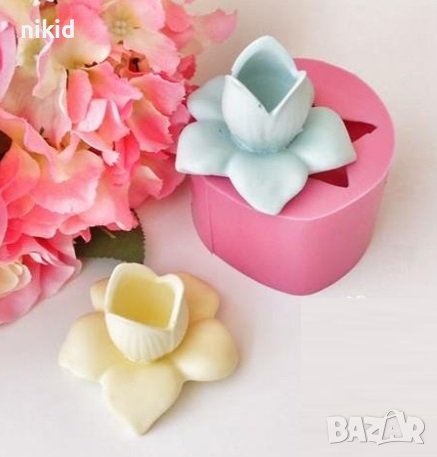 3D Водна Лилия Лотус Лотус лале голямо цвете голям силиконов молд форма калъп украса гипс свещ декор, снимка 1