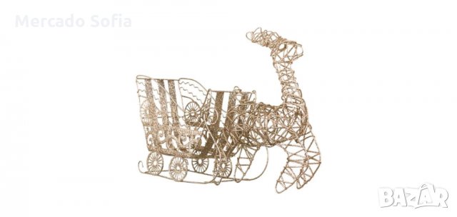 Коледен декоративен метален елен с шейна, 36см 