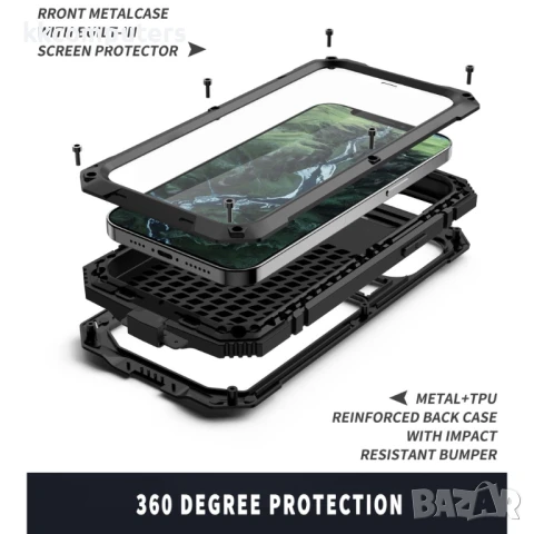 Apple iPhone 12 mini R-JUST Влагоустойчив Удароустойчив Калъф и Протектор Зашита 360 Градуса, снимка 5 - Калъфи, кейсове - 51121448