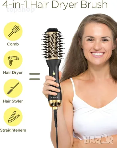 Четка с горещ въздух за сушене, изправяне, обем на коса - 60 мм овален дизайн - черен, снимка 2 - Сешоари - 50355258