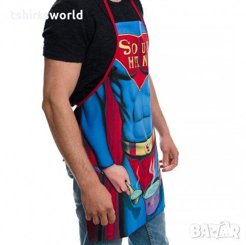Нова мъжка забавна готварска престилка Супамен, снимка 3 - Подаръци за мъже - 28337400