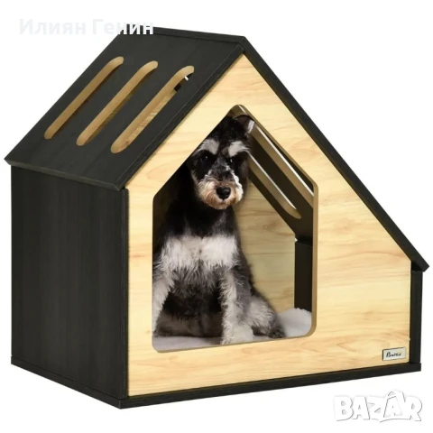 Кучешка къщичка Pawhut, вътрешна, с възглавница, с наклонен покрив