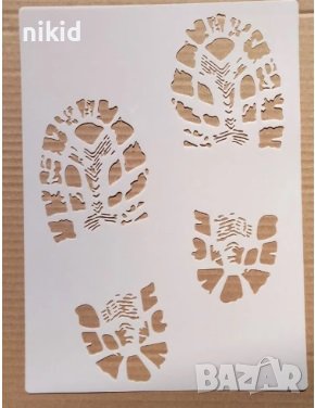 Човешки стъпки отпечатъци следи от обувки стенсил шаблон за спрей за торта украса Scrapbooking