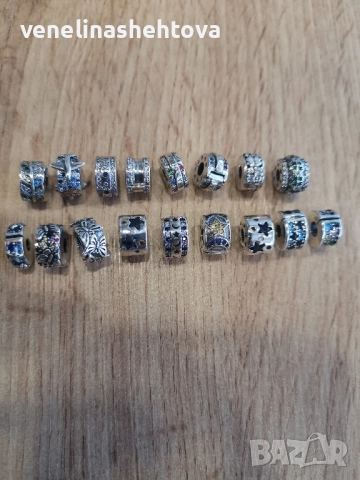 Сребърни талисмани висулки стопери клипс за гривни Пандора , снимка 7 - Гривни - 52331432