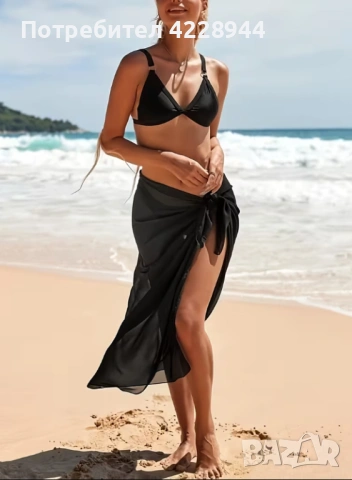 🏖️ Плажен шал / парео / саронг от шифон – бял или черен 🏖️, снимка 2 - Шалове - 53329129