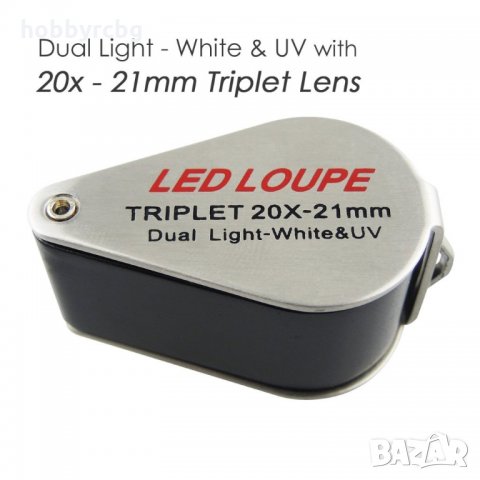 Бижутерска мини лупа с 20 кратно оптично увеличение с LED и UV светлина, снимка 4 - Други инструменти - 21706045