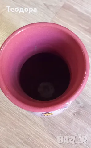 Ретро ръчно рисувана ваза, снимка 4 - Вази - 47424182