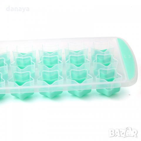 1510 Пластмасова форма за лед със силиконово дъно Звездички 21 гнезда, снимка 2 - Форми - 28910634