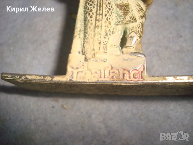 СТАРА ТРАДИЦИОННА ФОЛКЛОРНА ОЛОВНА СТАТУЕТКА - ПОСТАВКА Тайланд с ПОЗЛАТА и ЕМАЙЛ-ПАСТА 30949, снимка 14 - Колекции - 38108246