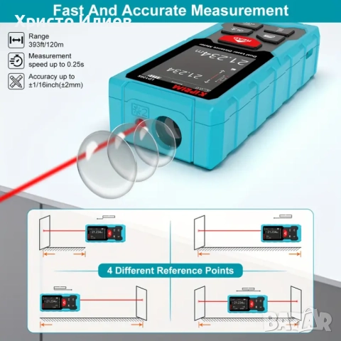 Лазерна ролетка двоен лъч измерване на ъгъл Електронна дигитална с дисплей 120м обхват далекомер usb, снимка 5 - Измервателни инструменти - 51444494