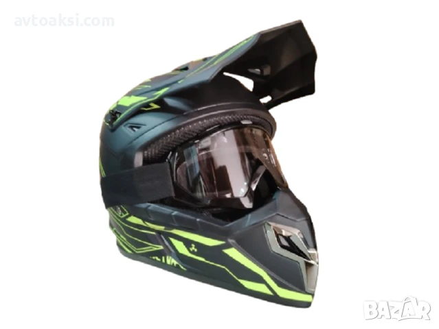 Каска Крос Мотор/Скутер/Бъги/Вело/АТВ с очила, снимка 2 - Аксесоари и консумативи - 50603205