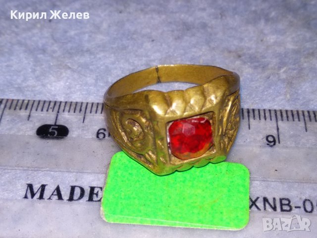 СТАРИНЕН ОРНАМЕНТИРАН БРОНЗИРАН КЛАСИЧЕСКИ РЕТРО ПРЪСТЕН с ФАСЕТИРАН КРИСТАЛ  РЪЧНА ИЗРАБОКА 29670, снимка 15 - Антикварни и старинни предмети - 40552649