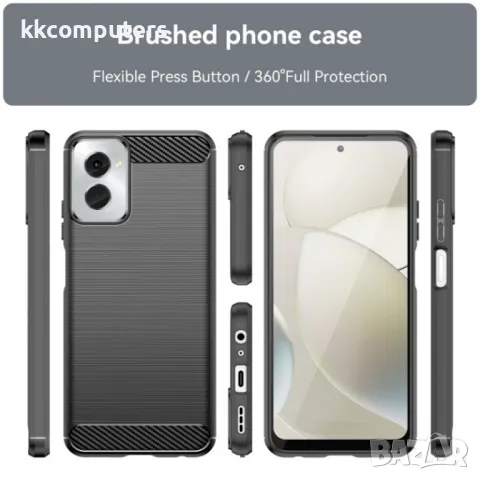 Motorola Moto G Power 2024 Удароустойчив Carbon Fiber Калъф и Протектор, снимка 4 - Калъфи, кейсове - 49989226