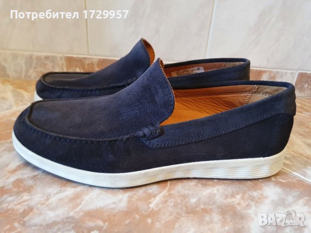 Мокасини Ecco велур-Цвят: Индиго Номер -42, снимка 4 - Мокасини - 40451149