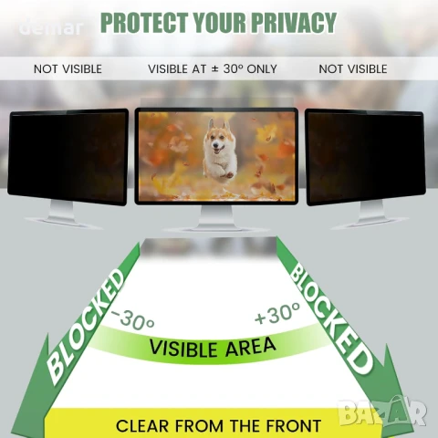 EliWhale филтър за екран за поверителност,27-инчов 16:9(598 ммx337 мм), снимка 3 - Монитори - 50778567
