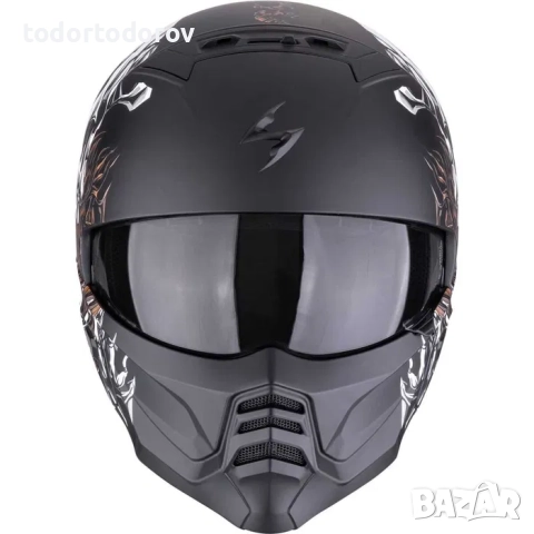 Мото каска мотор SCORPION EXO-COMBAT II GENESIS Matt Black-White-Gold
