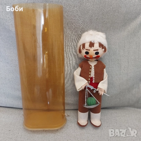 Стара Соц Българска Битова Голяма Кукла Бостанджия  - 34см