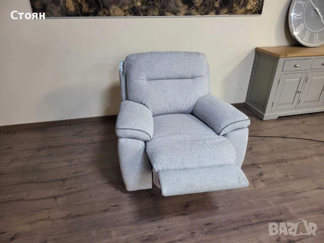 Светло сив фотьойл от плат с електрически релаксиращ механизъм, снимка 11 - Дивани и мека мебел - 51955036