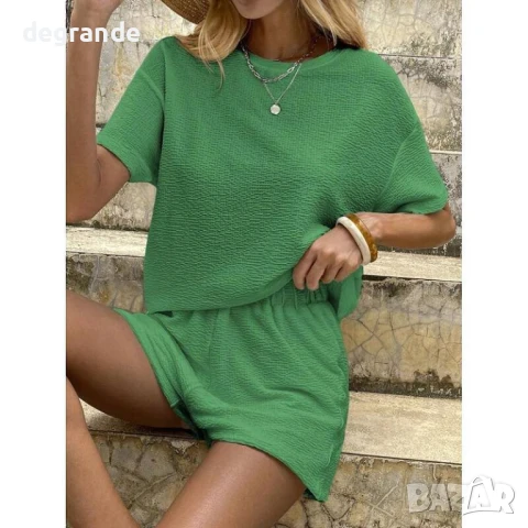 Дамски ежедневен розов комлект в Розово и Зелено, снимка 4 - Комплекти - 51099208