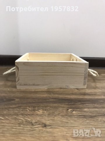 Декоративна дървена кутия с конопена дръжка, снимка 4 - Декорация за дома - 26229248