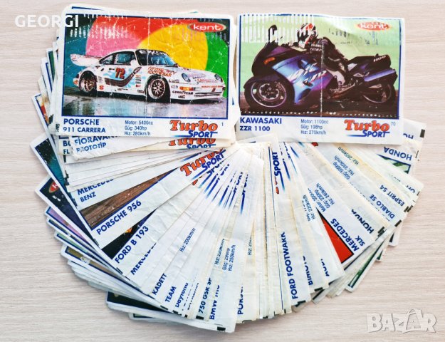 Картинки от дъвки Turbo Sport, Турбо спорт пълен лот 70 бр. серия (1-70), снимка 1