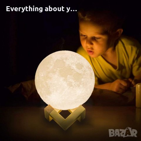 3D лампа със стойка Луна с активиране чрез почукване, снимка 8 - Настолни лампи - 32385681